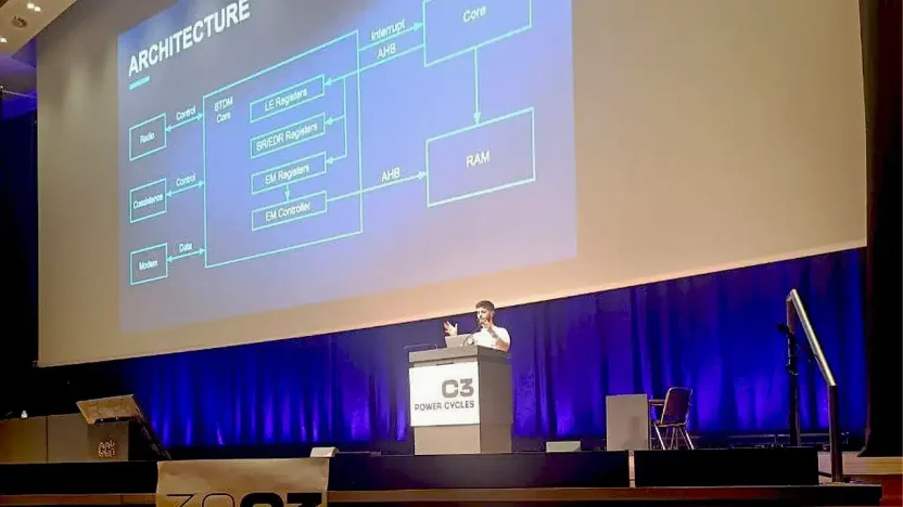Antonio Vázquez Blanco, in his talk about liberating Bluetooth on ESP32